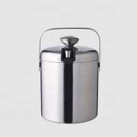 Factory Direct 1.3L decorative double wall silver stainless steel handle food grade beer mini small metal bucket with lid