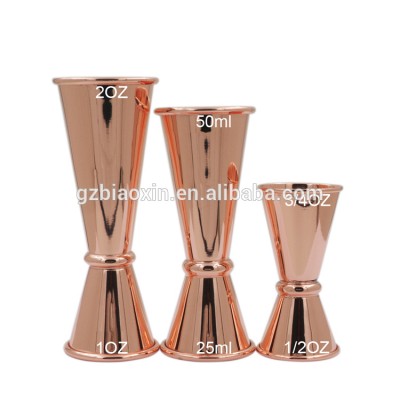 Stainless steel cocktail jigger with different capacity in copper plated