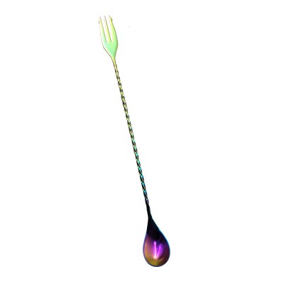 rainbow china wholesale cocktail stirrer stainless steel bar spoon with fork